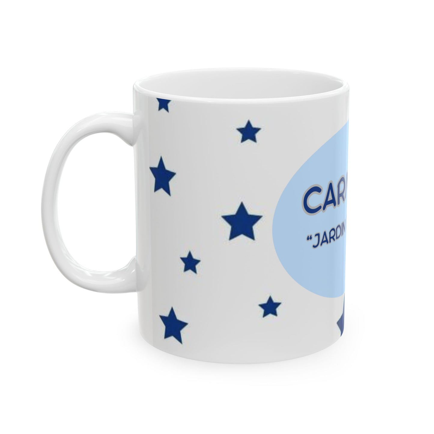 Ceramic Starry Night Mug - Personalized Blue 'CARMelo Jardín de Dios', Gift for Stars Lovers, Custom Coffee Cup, Unique Housewarming Mug