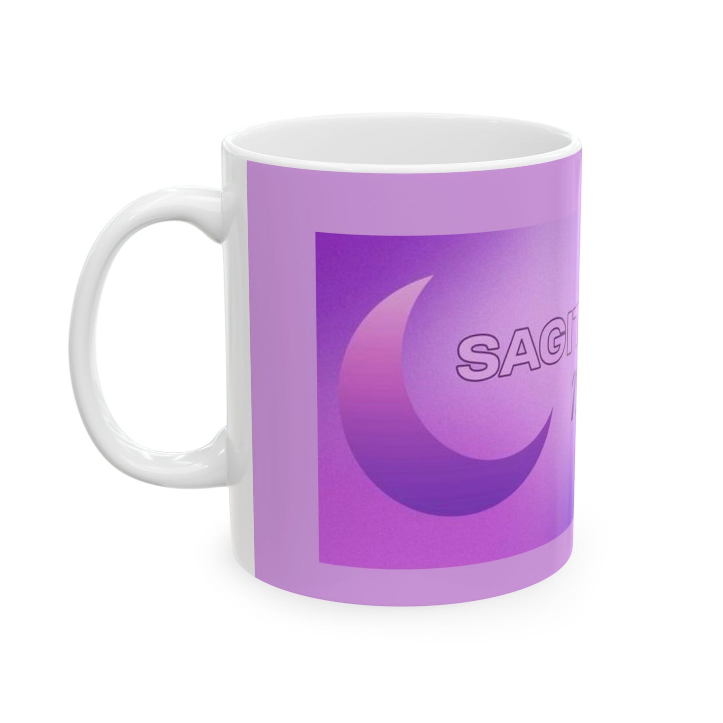 Sagittarius Moon Ceramic Mug - Astrology Drinkware for Zodiac Lovers, Coffee Cup, Horoscope Gift, Purple Mug, Celestial Decor