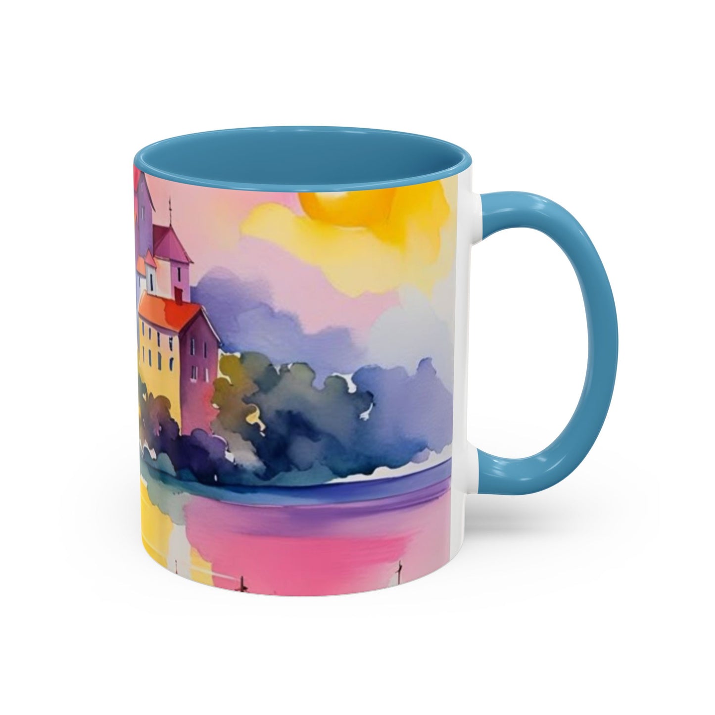 Colorful Landscape Coffee Mug, Artistic Coffee Cup, Vibrant Drinkware, Housewarming Gift, Nature Lover's Mug, Unique Home Decor