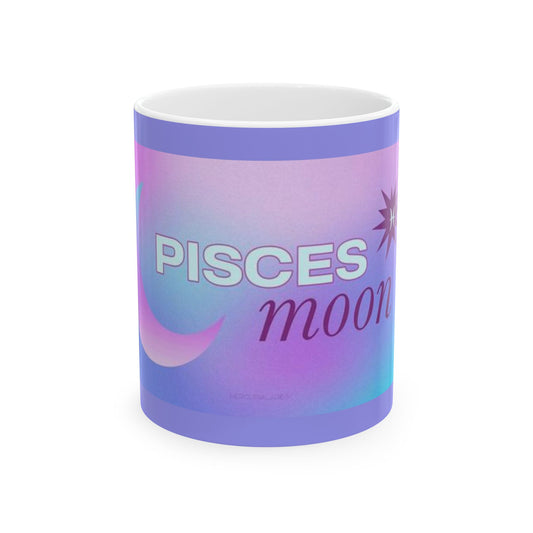 Pisces Moon Ceramic Mug, Astrology Coffee Cup, Horoscope Drinkware, Crystal Collection, Gift for Zodiac Lovers