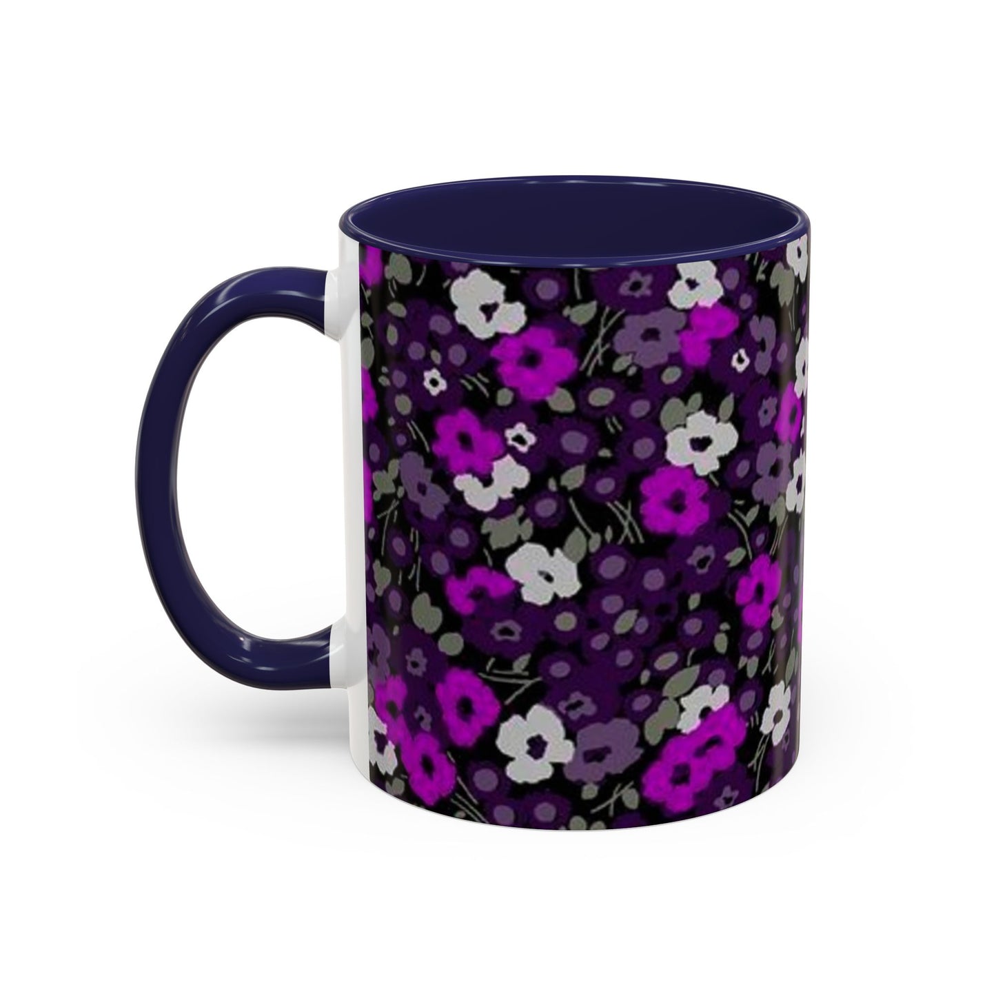 Floral Accent Coffee Mug - Aesthetic Drinkware for Home, Floral Decor, Gift Idea, Coffee Lover's Mug, Stylish Kitchen Accessory