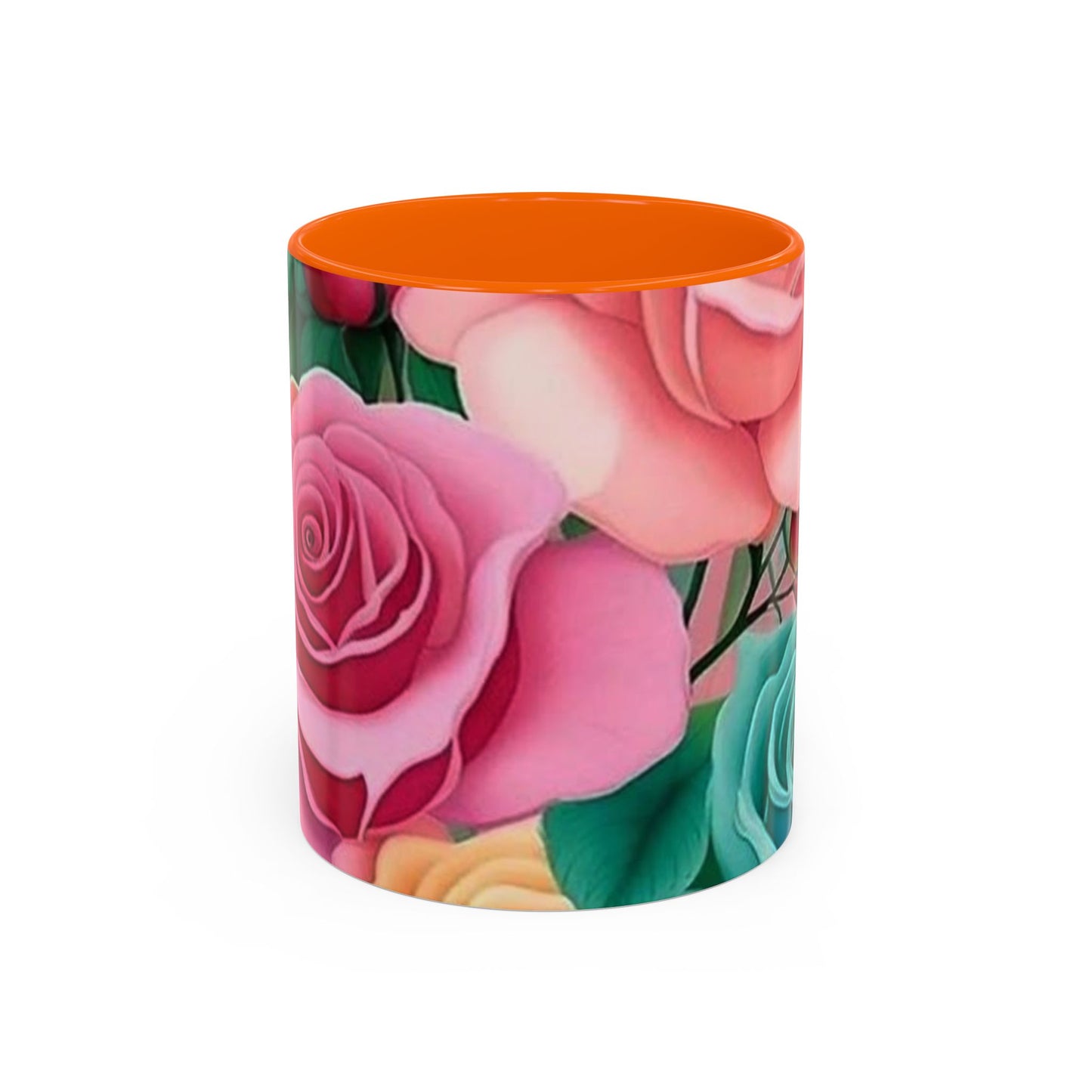 Floral Accent Coffee Mug, Rose Mug, Colorful Drinkware, Gift for Her, Mother's Day Gift, Flower Lover's Cup