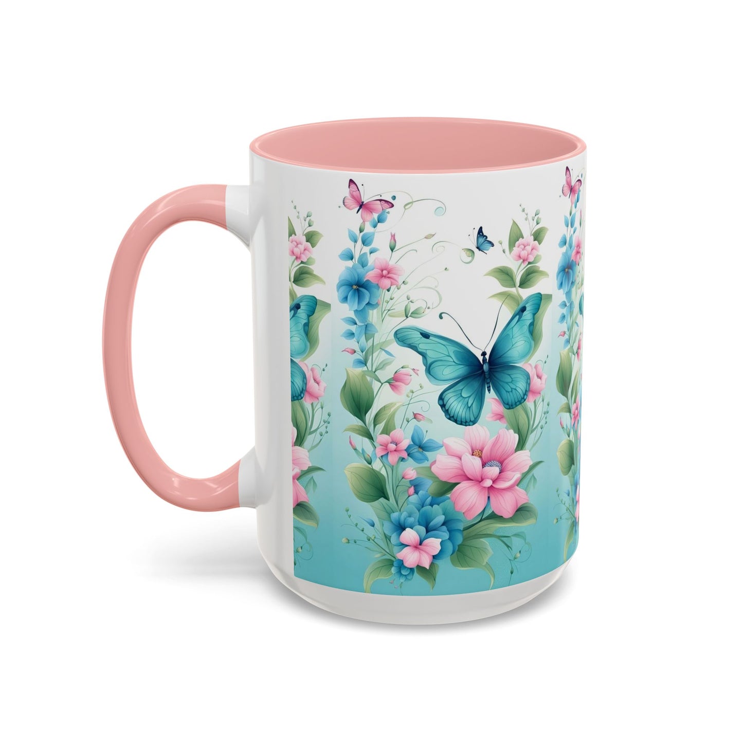 Butterfly Garden Accent Coffee Mug, Floral Mug, Gift for Her, Spring Decor, Nature Lover Mug, Personalized Coffee Cup