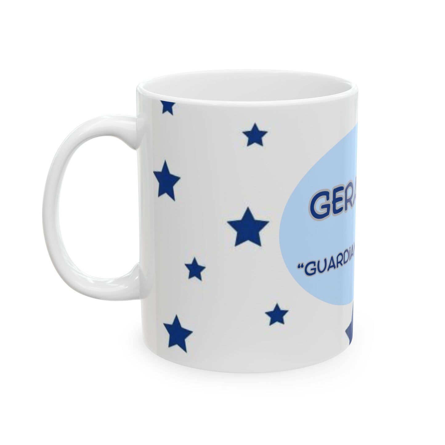 Personalized Ceramic Mug - Guardian Valiente with Stars, Custom Gift for Him, Unique Coffee Cup, Perfect for Birthdays, Any Occasion