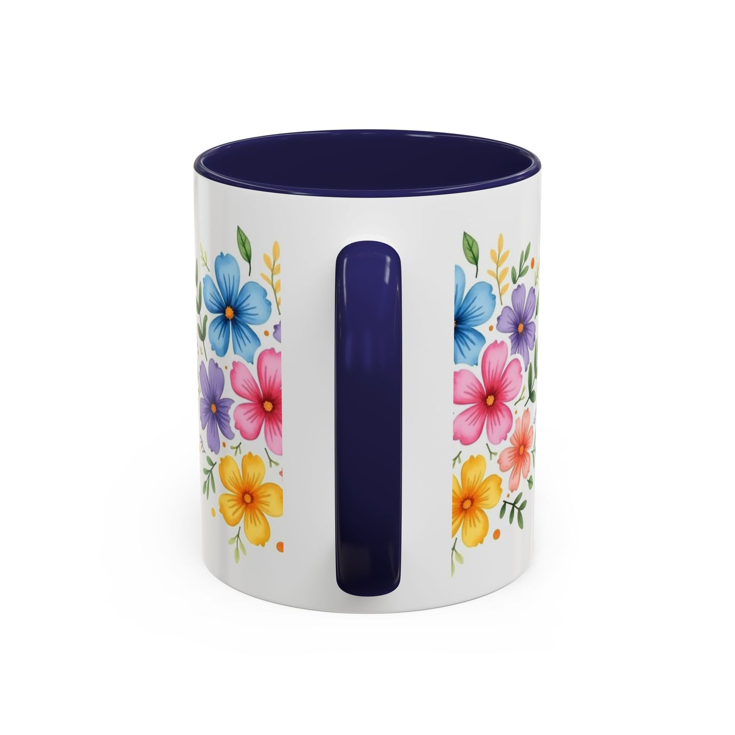 Floral Accent Coffee Mug, Decorative Mug, Gift for Her, Floral Design, Kitchen Decor, Spring Vibes, Hot Beverage Cup