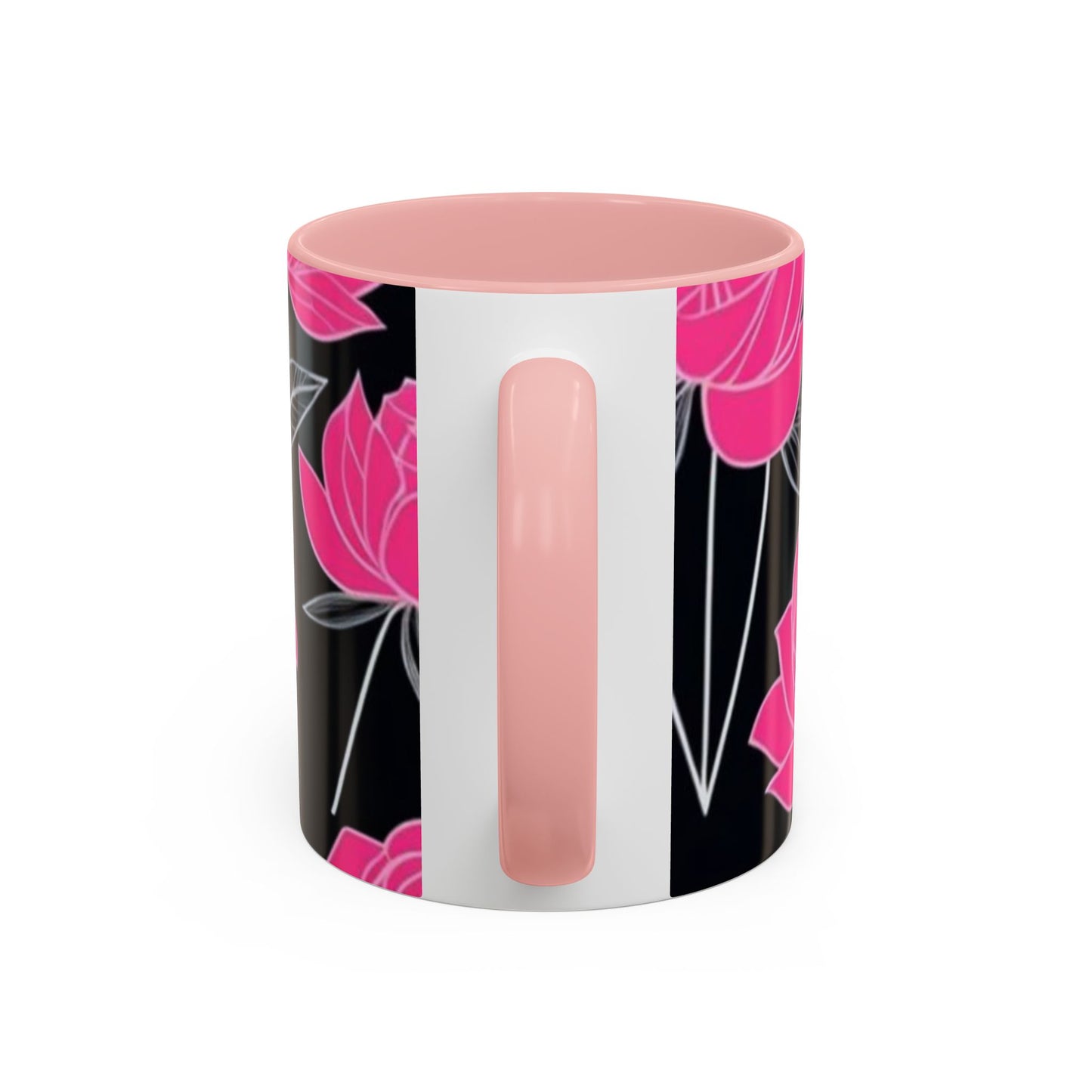 Floral Accent Coffee Mug, Black Rose Mug, Gift for Her, Boho Kitchen Decor, Mother's Day Coffee Cup, Floral Coffee Lover Item