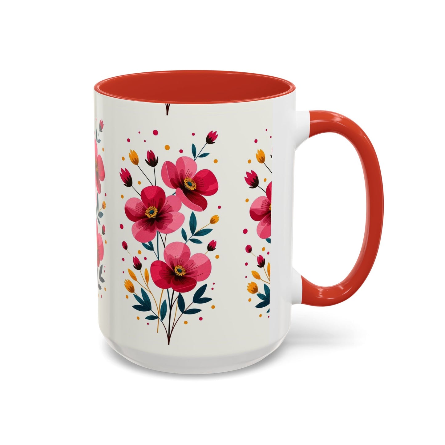 Floral Accent Coffee Mug - Vibrant Flower Print for Home & Gifts, Perfect for Tea Lovers, Mother's Day, Birthdays, Everyday Use