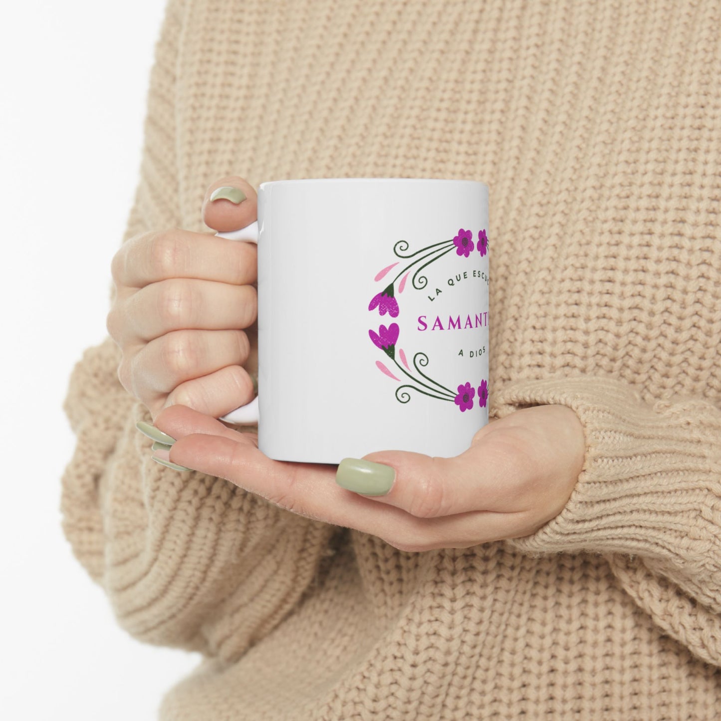 Taza Samantha – La que Escucha | Diseño Floral