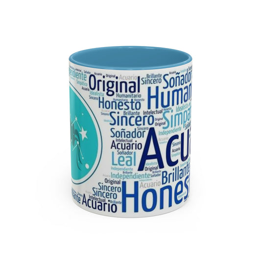 Aquarius Accent Coffee Mug - Inspirational Zodiac Mug, Horoscope Gift, Astrology Decor, Unique Coffee Cup, Personalized Mug