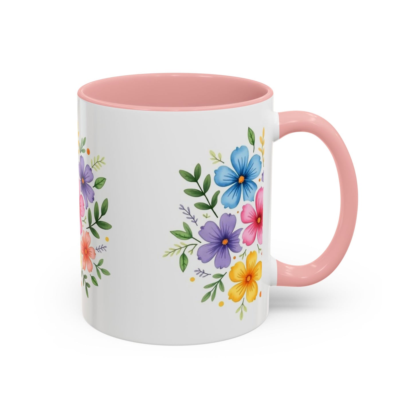 Floral Accent Coffee Mug, Decorative Mug, Gift for Her, Floral Design, Kitchen Decor, Spring Vibes, Hot Beverage Cup