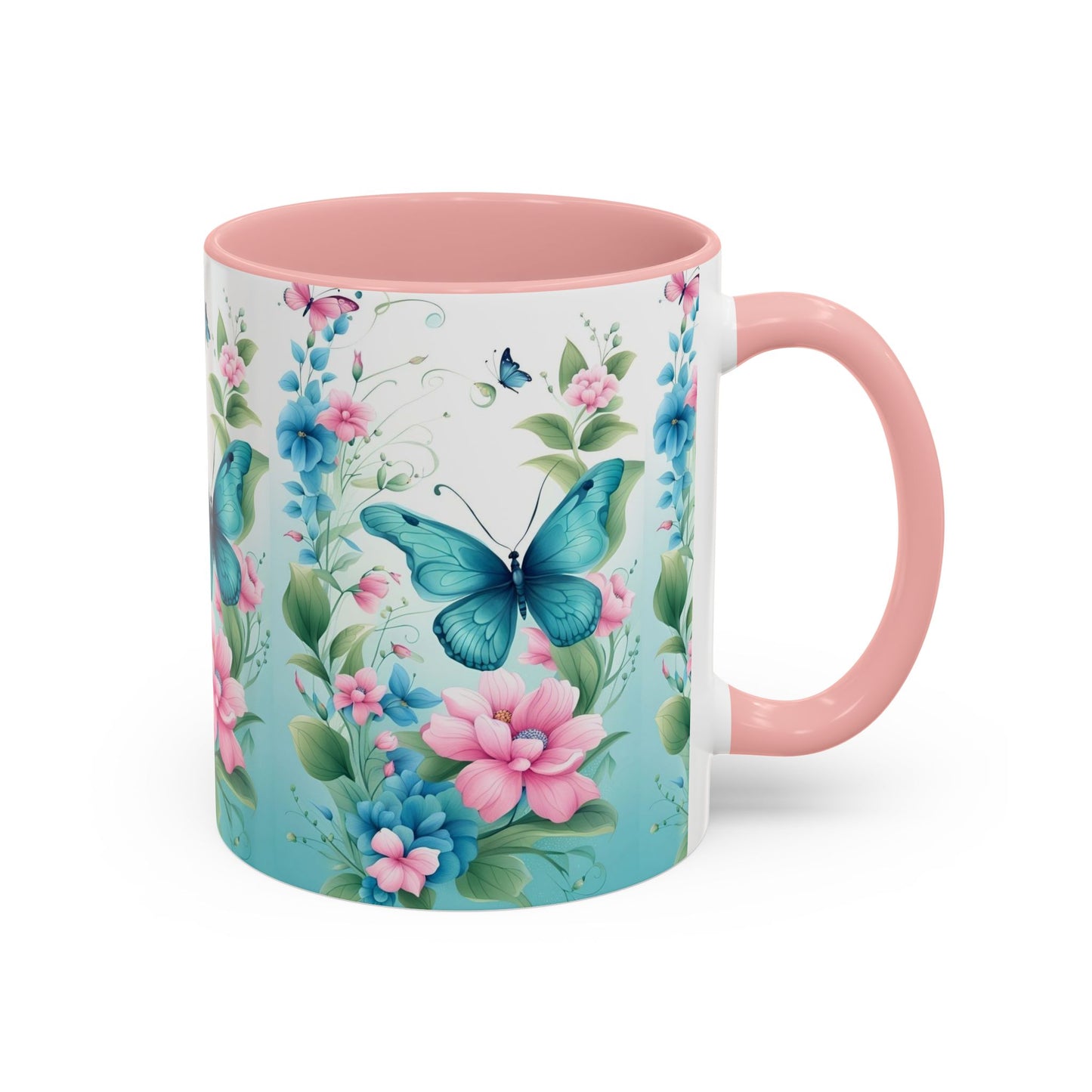 Butterfly Garden Accent Coffee Mug, Floral Mug, Gift for Her, Spring Decor, Nature Lover Mug, Personalized Coffee Cup