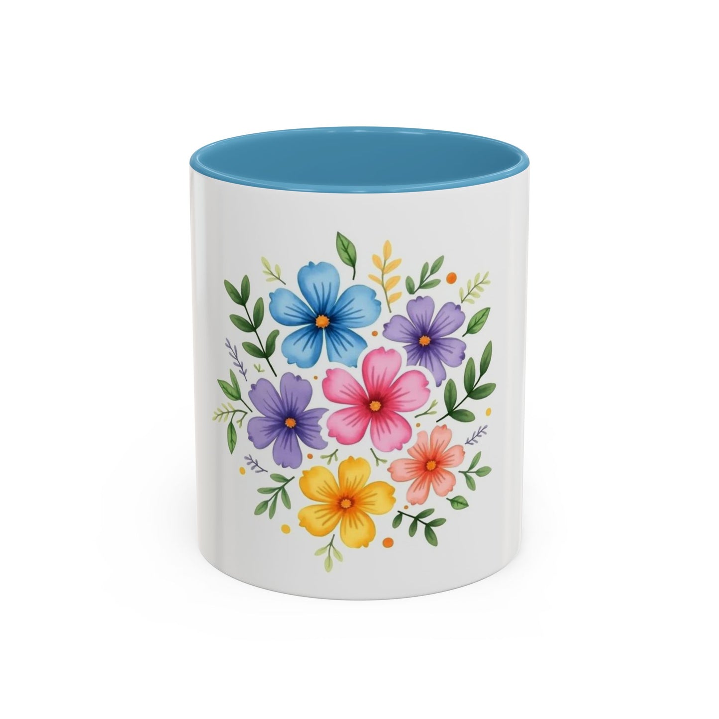 Floral Accent Coffee Mug, Decorative Mug, Gift for Her, Floral Design, Kitchen Decor, Spring Vibes, Hot Beverage Cup