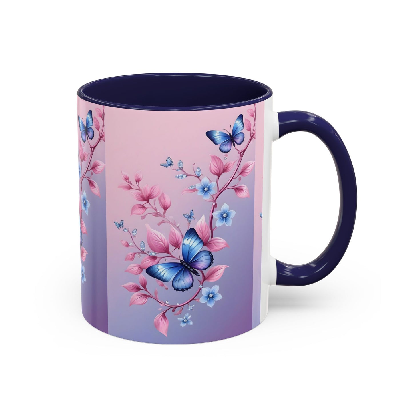 Floral Butterfly Accent Coffee Mug | Cute Gift for Tea Lovers, Kitchen Decor, Birthday Mug, Floral Homeware, Inspirational Drinkware