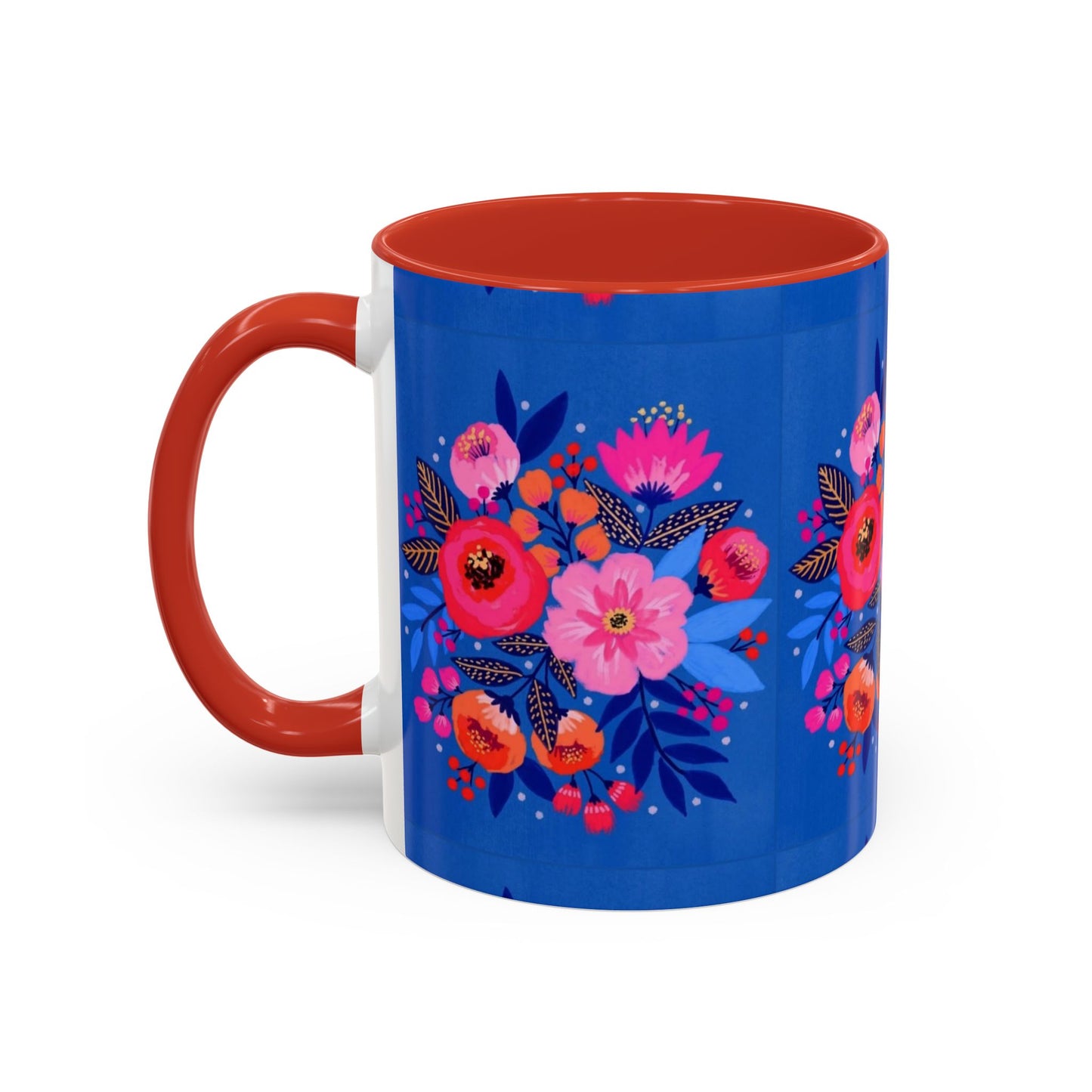 Floral Accent Coffee Mug - Vibrant Floral Design, Perfect Gift for Coffee Lovers, Mother's Day, Birthdays, Home Decor