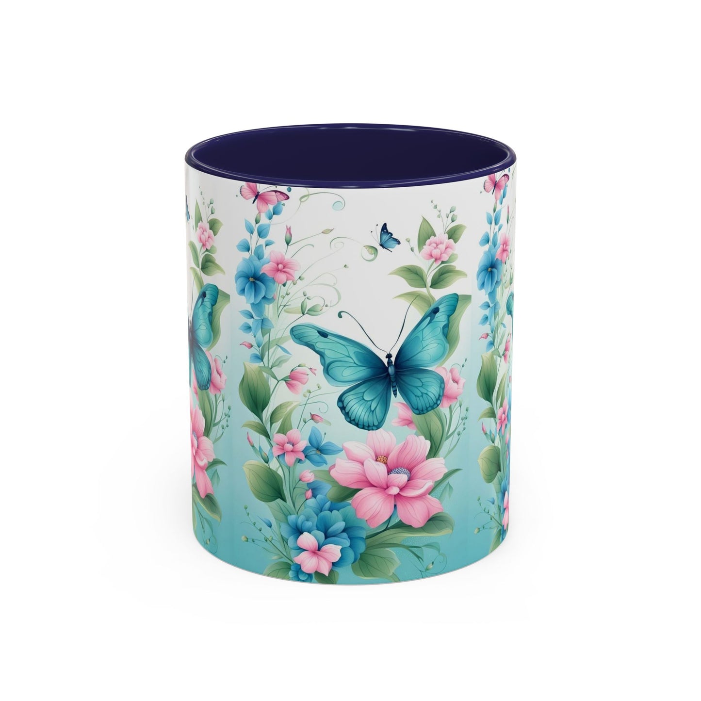 Butterfly Garden Accent Coffee Mug, Floral Mug, Gift for Her, Spring Decor, Nature Lover Mug, Personalized Coffee Cup