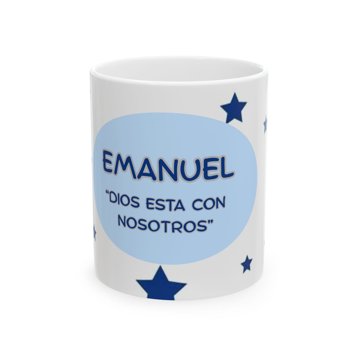 Personalized Ceramic Mug - Emanuel "Dios Esta Con Nosotros" - Inspirational Gift, Custom Coffee Cup, Star Pattern Mug, Religious Mug, [...]