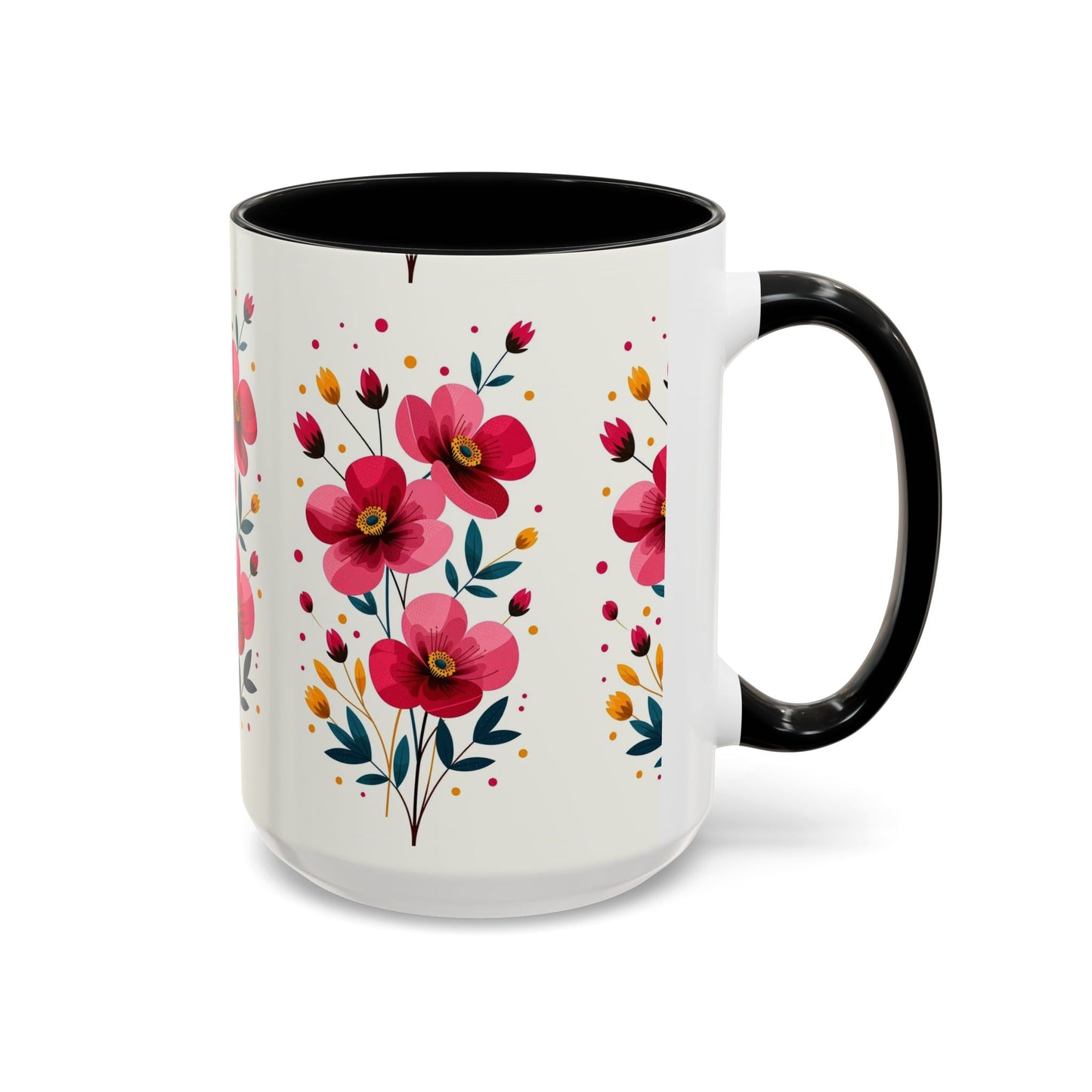 Floral Accent Coffee Mug - Vibrant Flower Print for Home & Gifts, Perfect for Tea Lovers, Mother's Day, Birthdays, Everyday Use