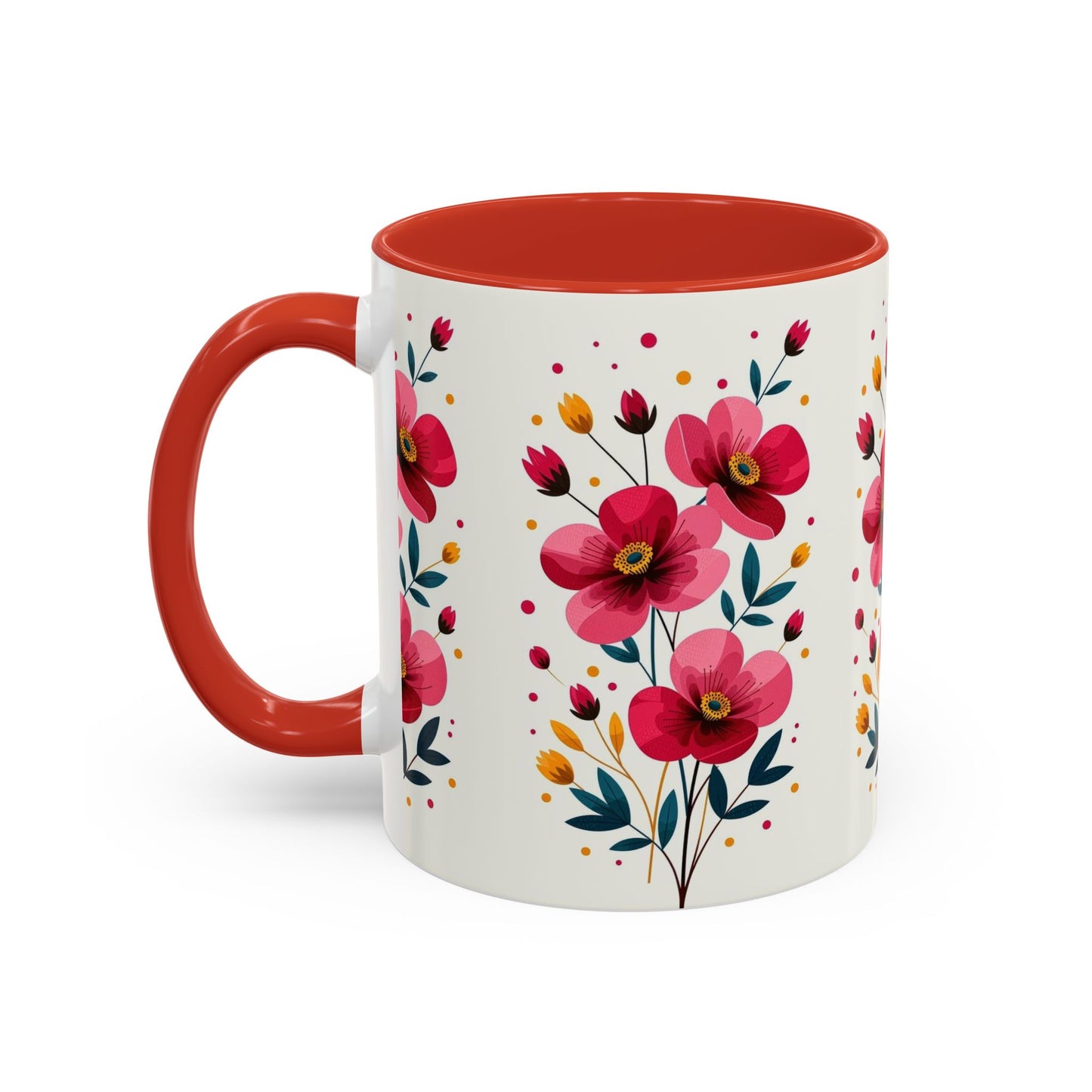 Floral Accent Coffee Mug - Vibrant Flower Print for Home & Gifts, Perfect for Tea Lovers, Mother's Day, Birthdays, Everyday Use