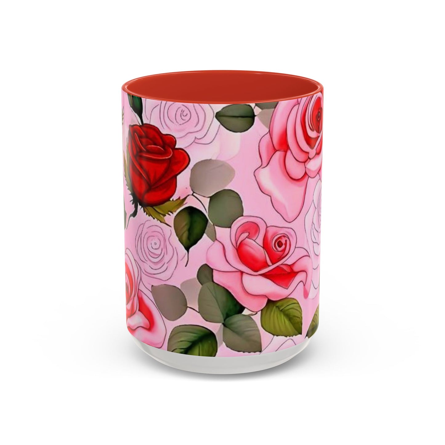 Red Roses Floral Accent Coffee Mug (11, 15oz)