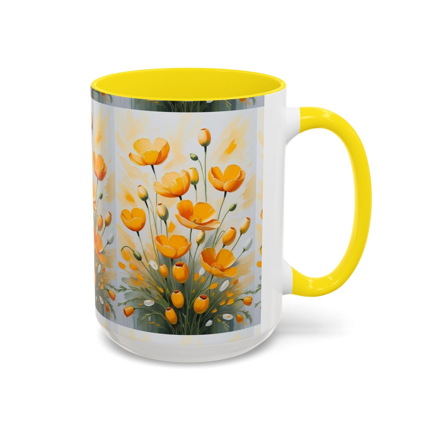 Floral Accent Coffee Mug | Yellow Flower Design, Perfect Gift for Garden Lovers, Home Decor, Mother’s Day, Birthdays, Spring Decor