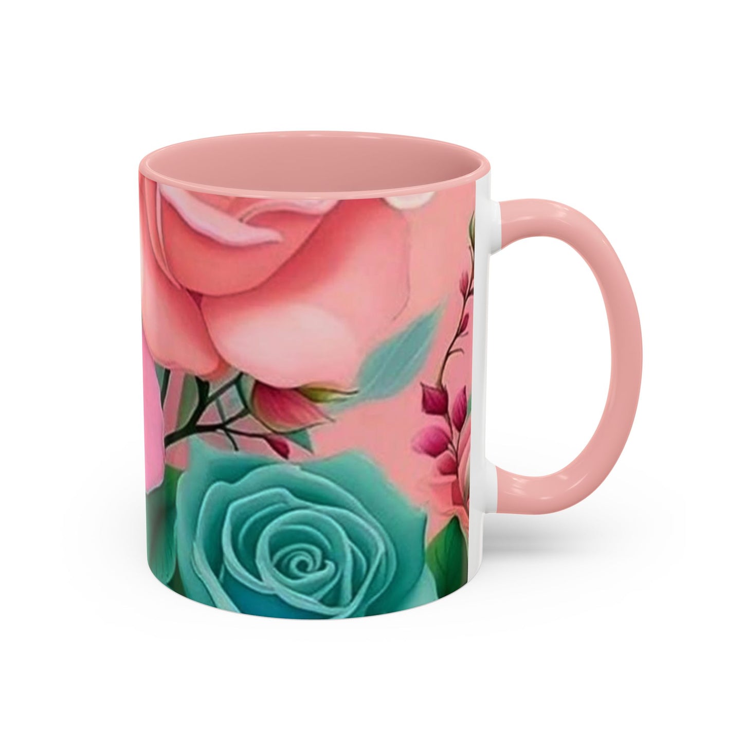 Floral Accent Coffee Mug, Rose Mug, Colorful Drinkware, Gift for Her, Mother's Day Gift, Flower Lover's Cup