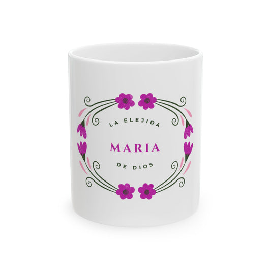Taza María – Amada y Elegida | Diseño Floral