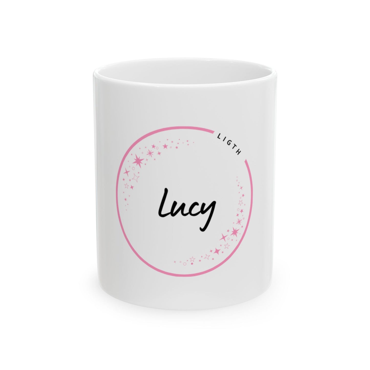 “Lucy – Bringer of Light” Personalized Mug - Custom Name Coffee Cup for Light Lovers, Gift for Birthdays, Christmas, Housewarming, Everyday Use.