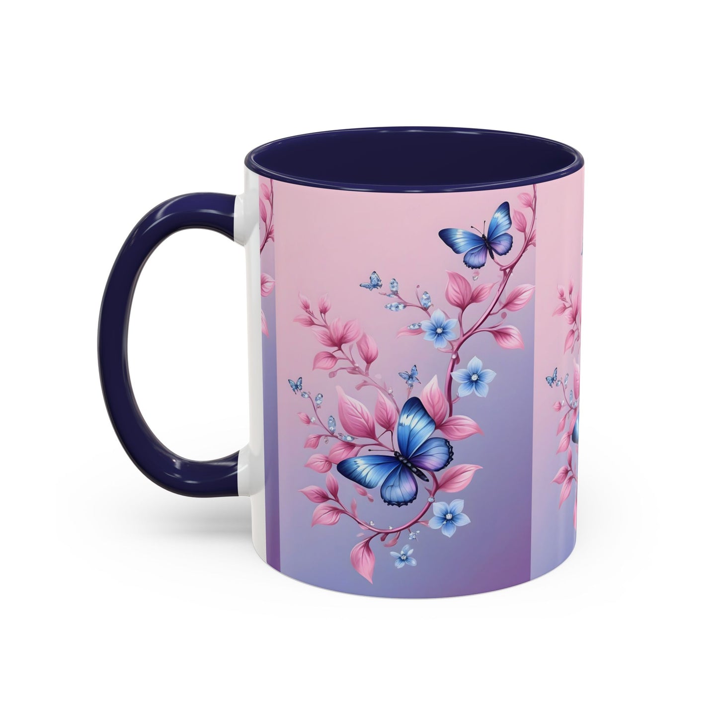 Floral Butterfly Accent Coffee Mug | Cute Gift for Tea Lovers, Kitchen Decor, Birthday Mug, Floral Homeware, Inspirational Drinkware