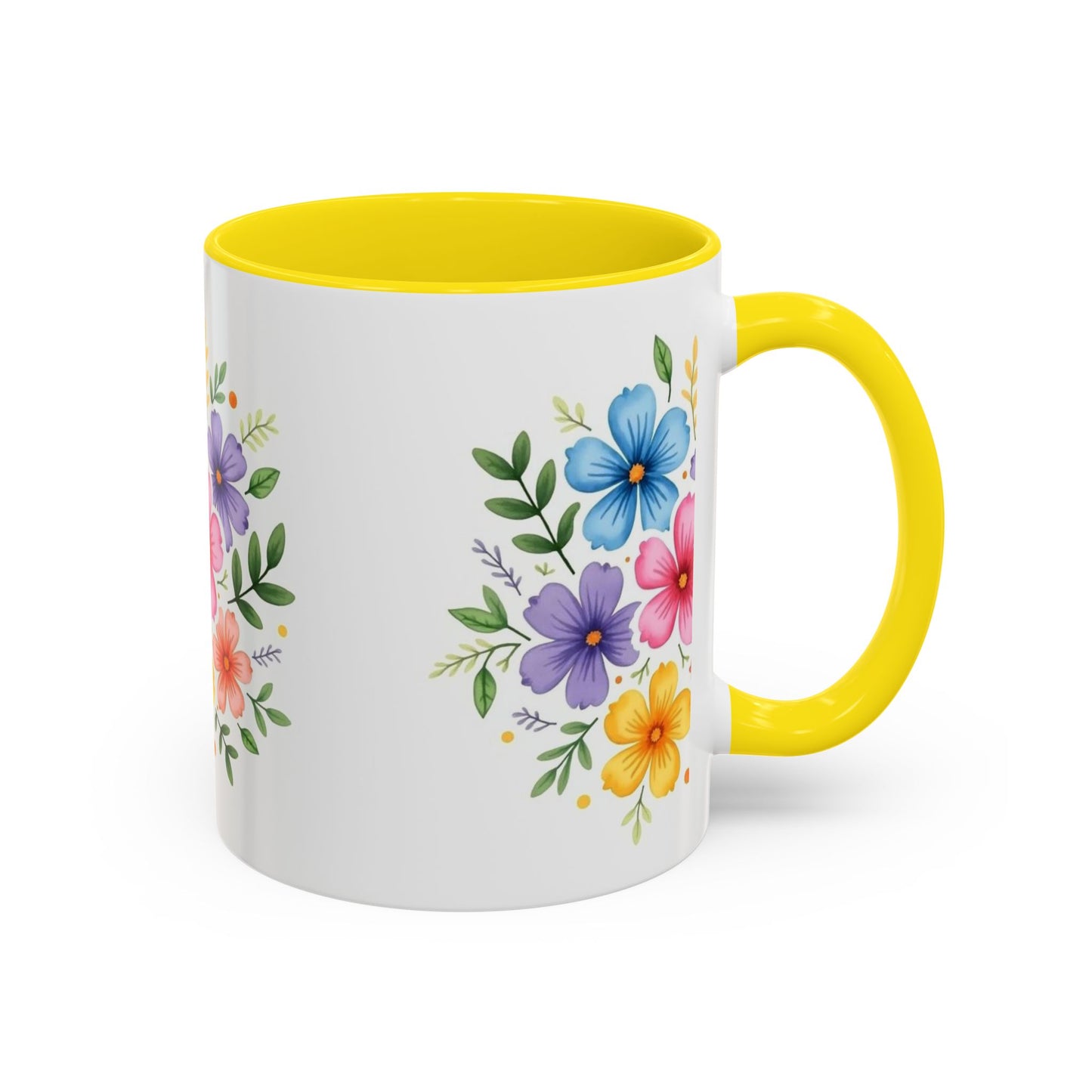 Floral Accent Coffee Mug, Decorative Mug, Gift for Her, Floral Design, Kitchen Decor, Spring Vibes, Hot Beverage Cup