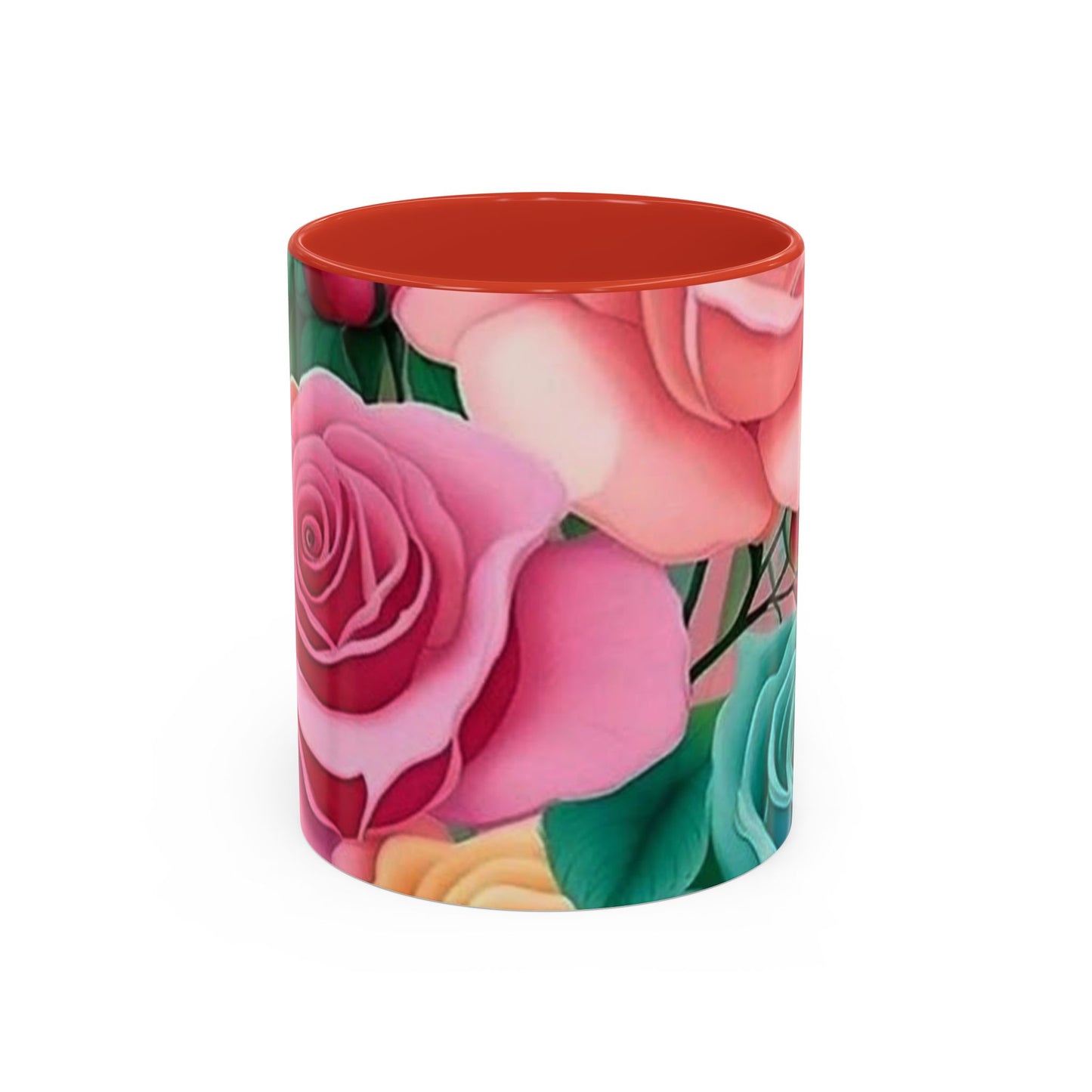 Floral Accent Coffee Mug, Rose Mug, Colorful Drinkware, Gift for Her, Mother's Day Gift, Flower Lover's Cup