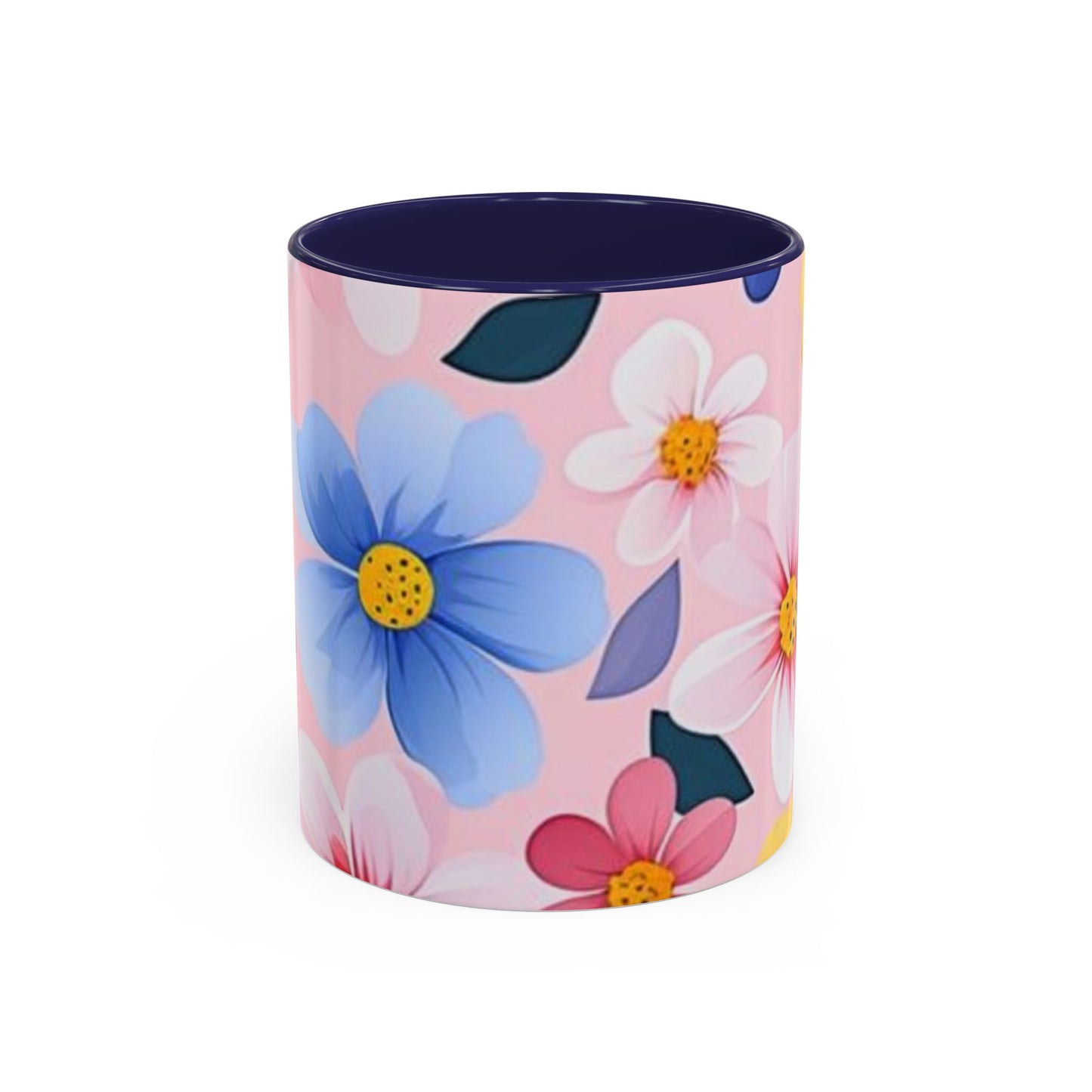 Floral Accent Coffee Mug, Cute Mug Gift, Flower Theme Cup, Spring Decor, Floral Coffee Cup, Tea Lover's Gift