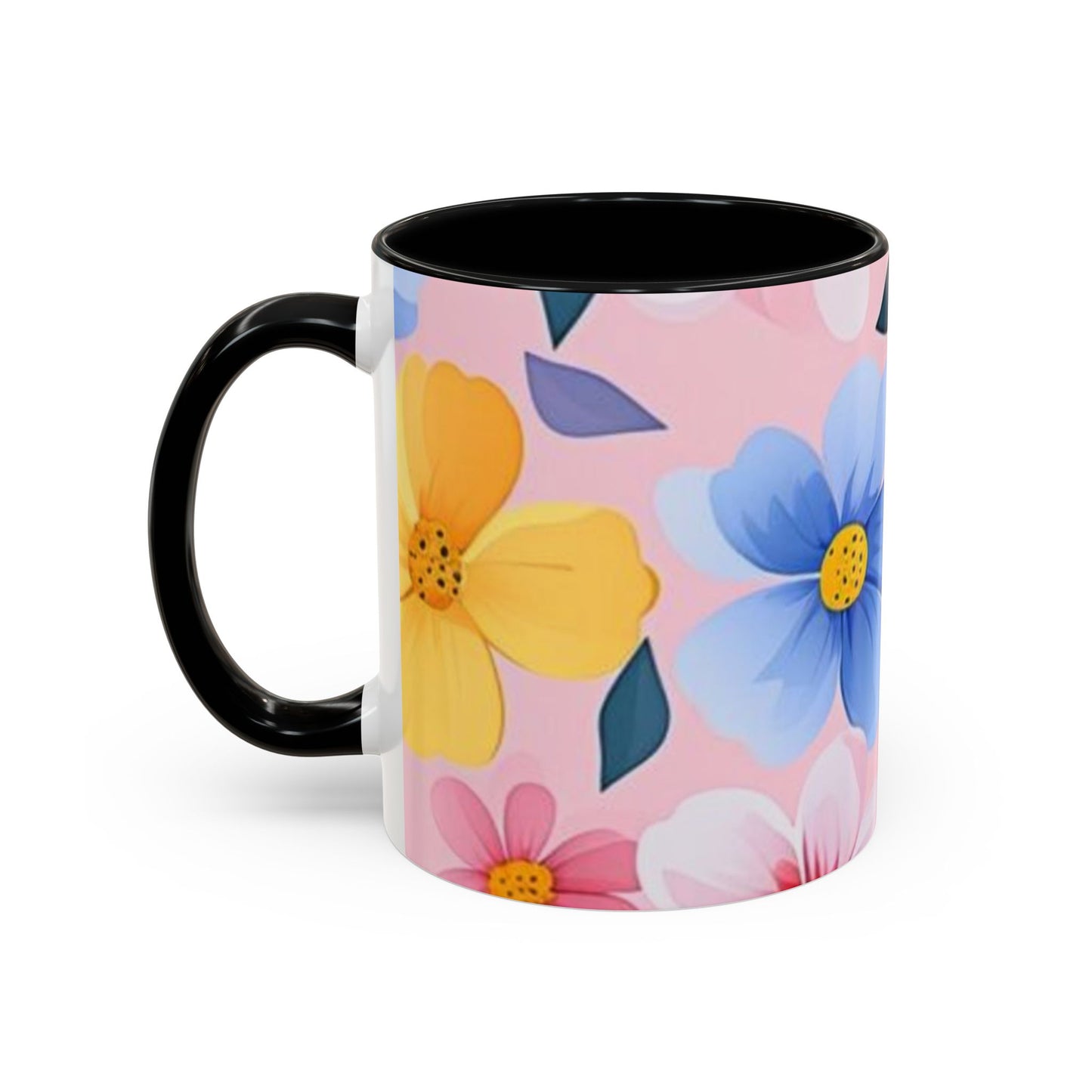 Floral Accent Coffee Mug, Cute Mug Gift, Flower Theme Cup, Spring Decor, Floral Coffee Cup, Tea Lover's Gift