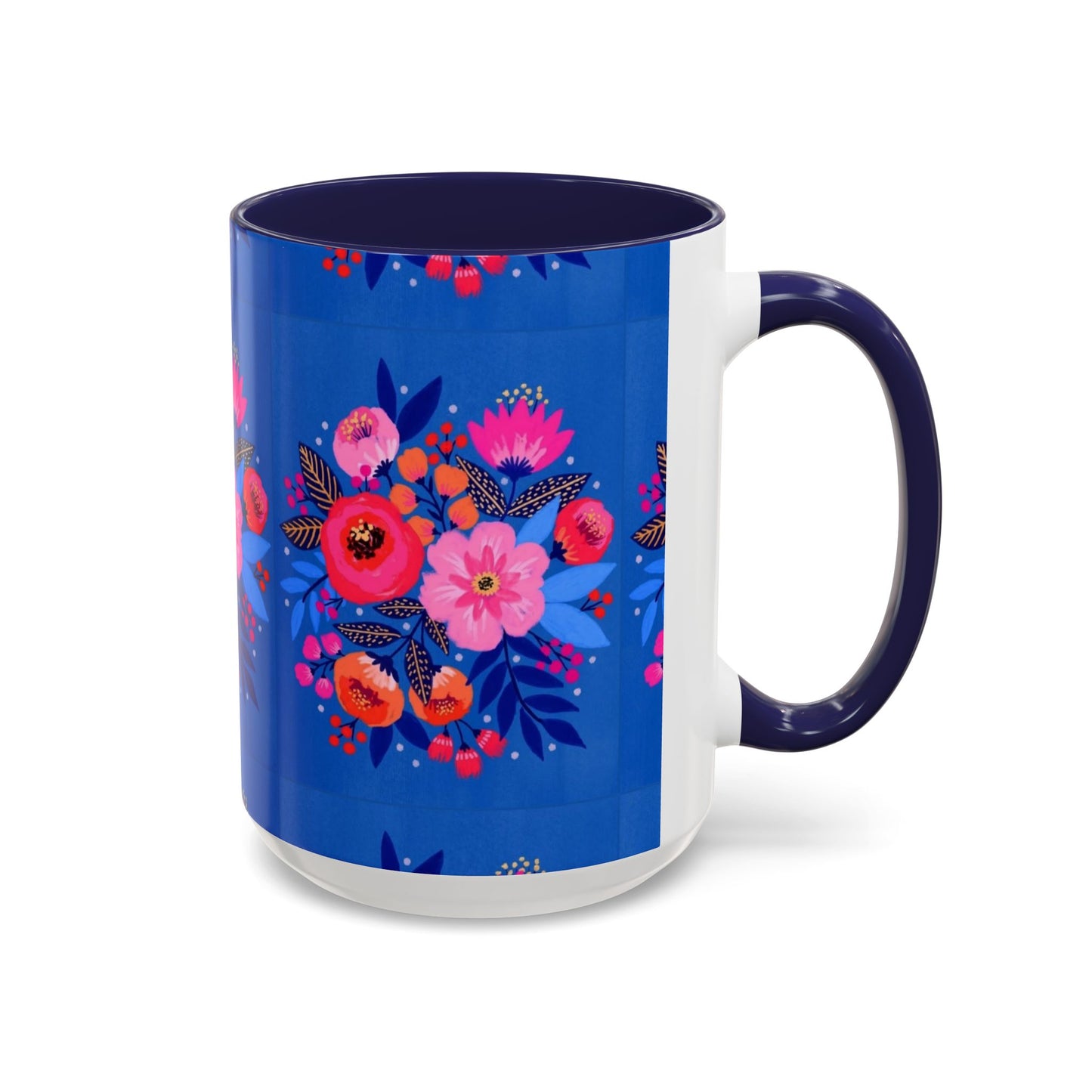 Floral Accent Coffee Mug - Vibrant Floral Design, Perfect Gift for Coffee Lovers, Mother's Day, Birthdays, Home Decor