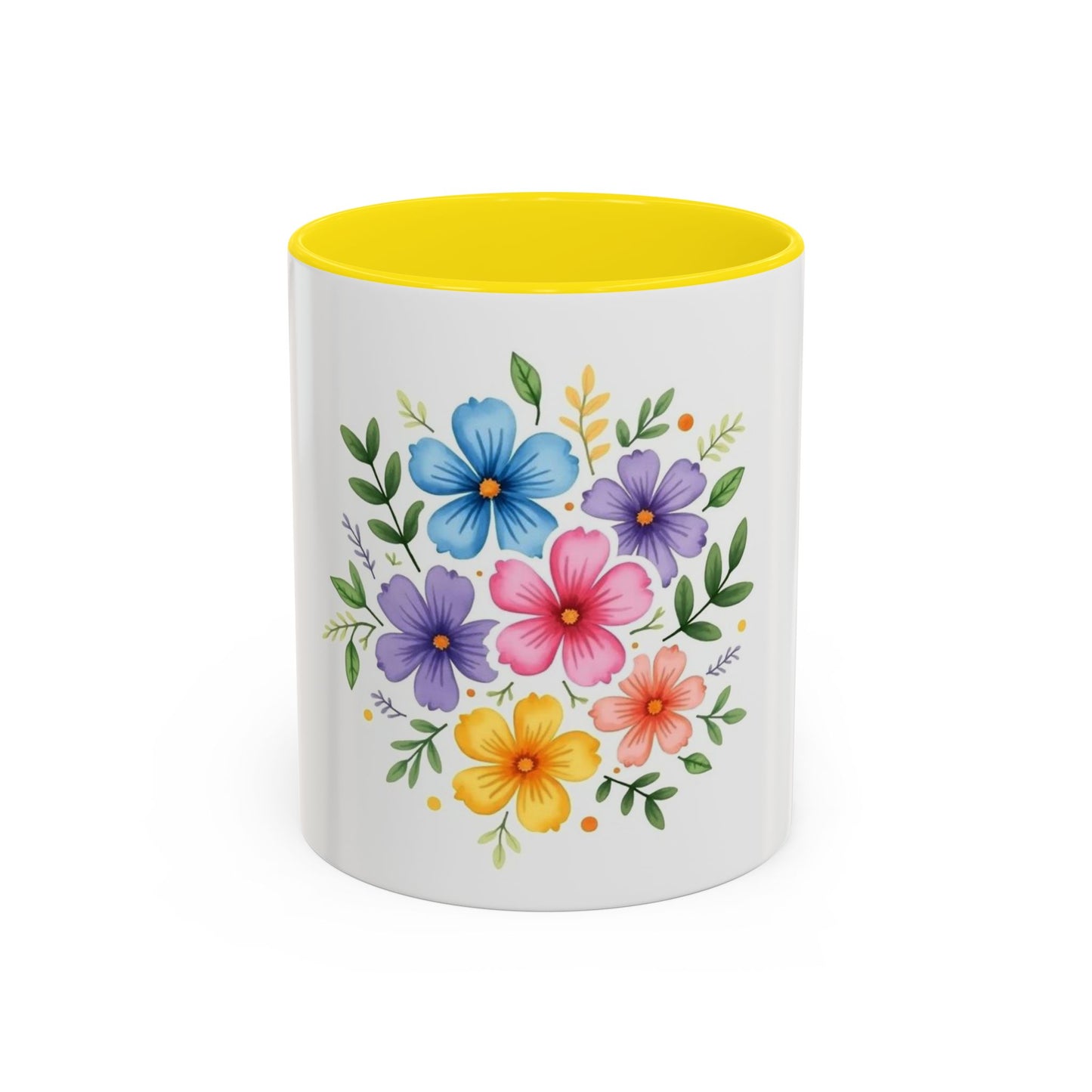 Floral Accent Coffee Mug, Decorative Mug, Gift for Her, Floral Design, Kitchen Decor, Spring Vibes, Hot Beverage Cup