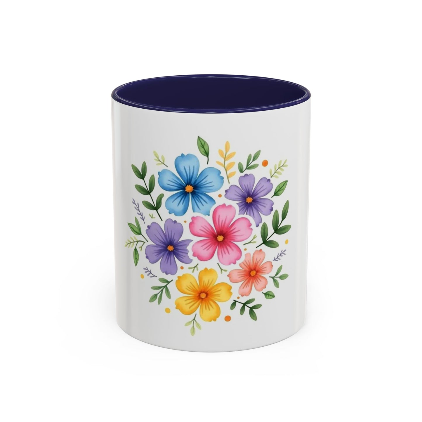 Floral Accent Coffee Mug, Decorative Mug, Gift for Her, Floral Design, Kitchen Decor, Spring Vibes, Hot Beverage Cup