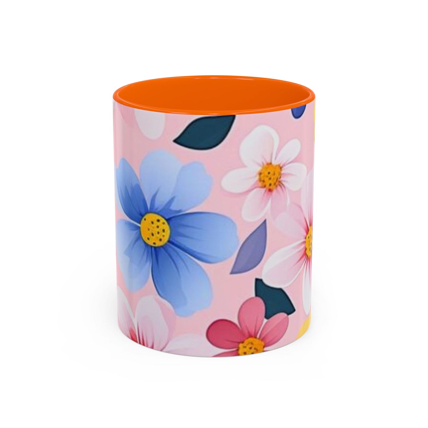 Floral Accent Coffee Mug, Cute Mug Gift, Flower Theme Cup, Spring Decor, Floral Coffee Cup, Tea Lover's Gift