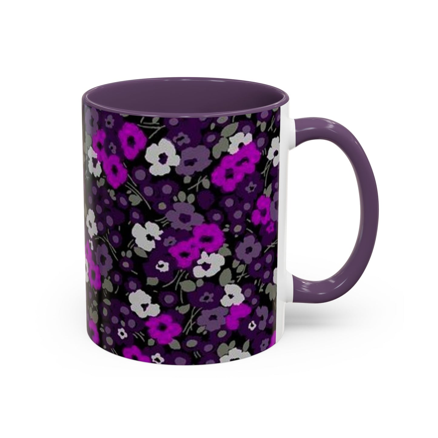 Floral Accent Coffee Mug - Aesthetic Drinkware for Home, Floral Decor, Gift Idea, Coffee Lover's Mug, Stylish Kitchen Accessory