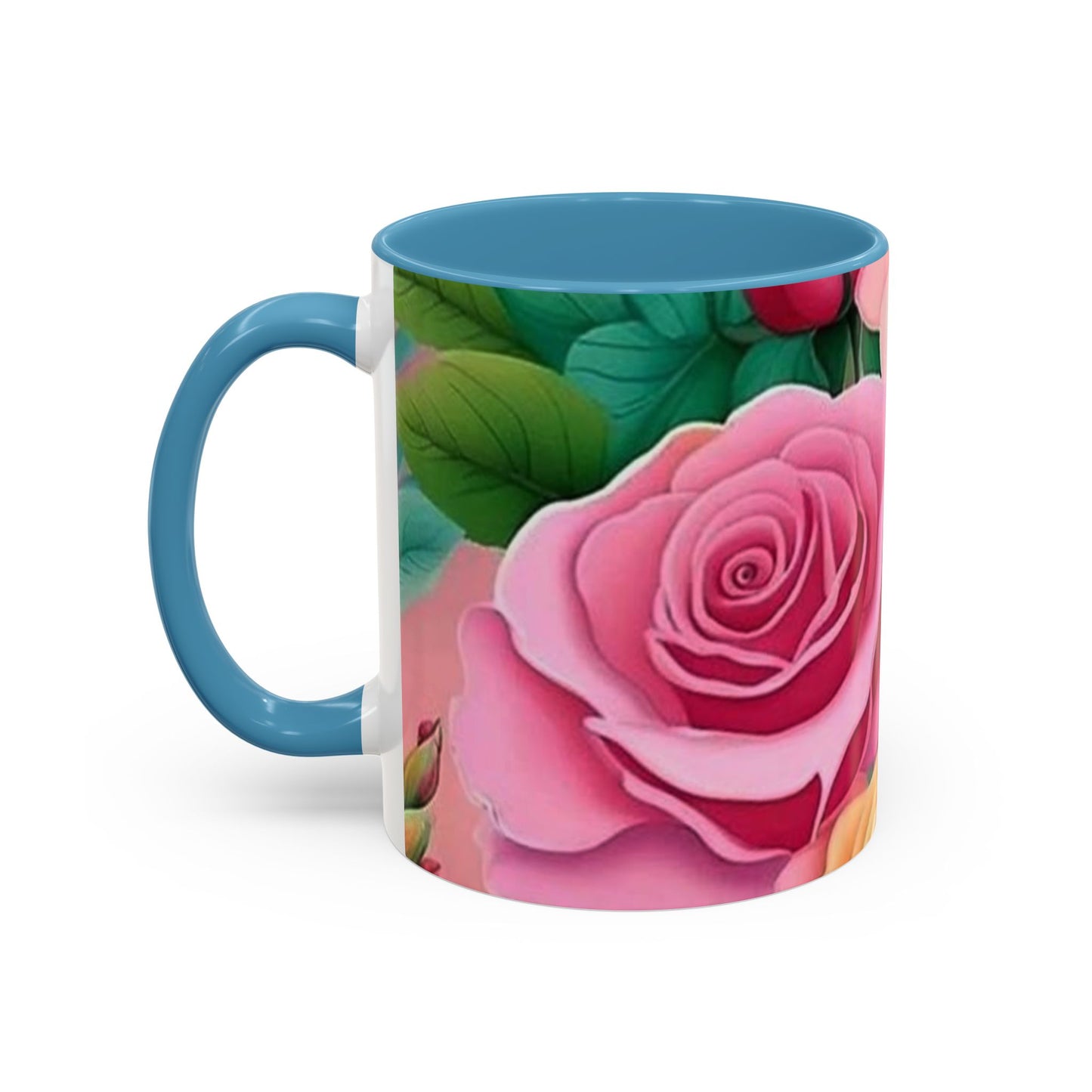 Floral Accent Coffee Mug, Rose Mug, Colorful Drinkware, Gift for Her, Mother's Day Gift, Flower Lover's Cup