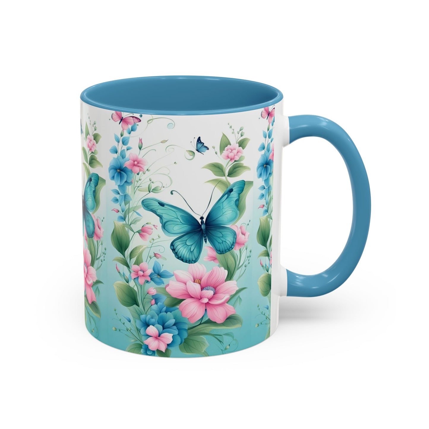 Butterfly Garden Accent Coffee Mug, Floral Mug, Gift for Her, Spring Decor, Nature Lover Mug, Personalized Coffee Cup
