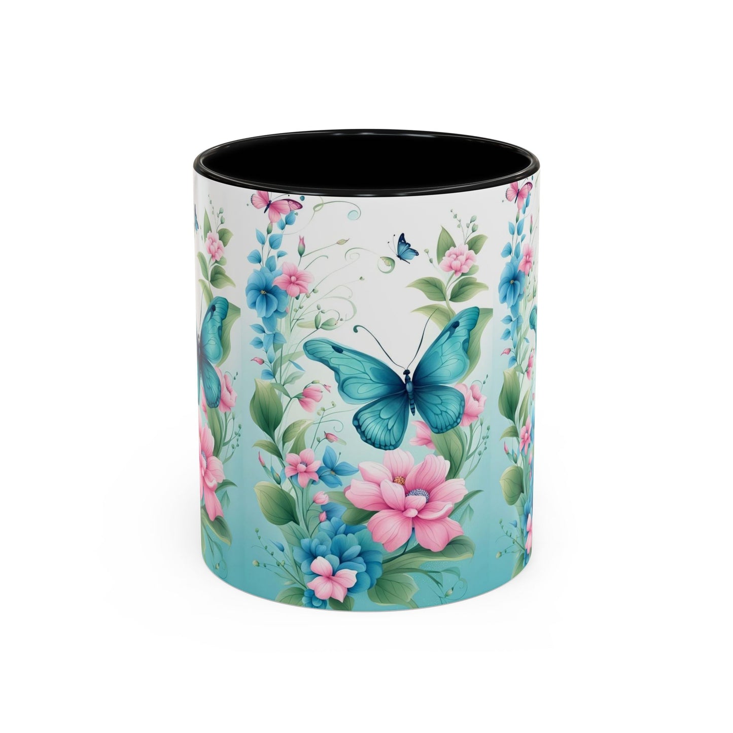 Butterfly Garden Accent Coffee Mug, Floral Mug, Gift for Her, Spring Decor, Nature Lover Mug, Personalized Coffee Cup