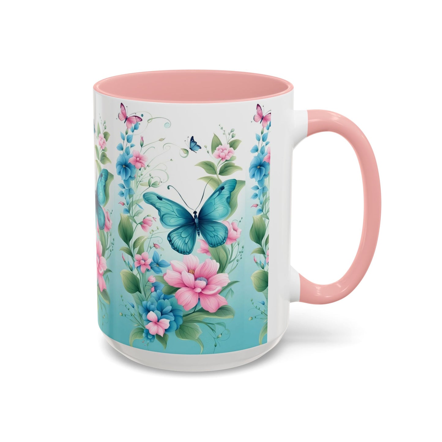 Butterfly Garden Accent Coffee Mug, Floral Mug, Gift for Her, Spring Decor, Nature Lover Mug, Personalized Coffee Cup