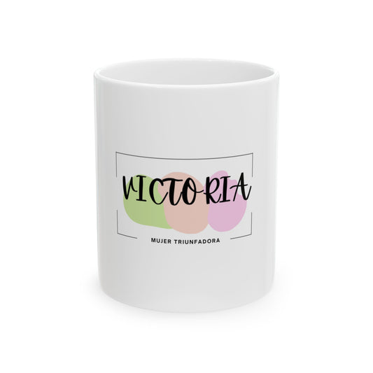 Victoria Taza con Significado del Nombre – Triunfo, Victoria | Taza Moderna para Mujer | Regalo para Mamá, Hija, Hermana o Amiga | Taza de Café