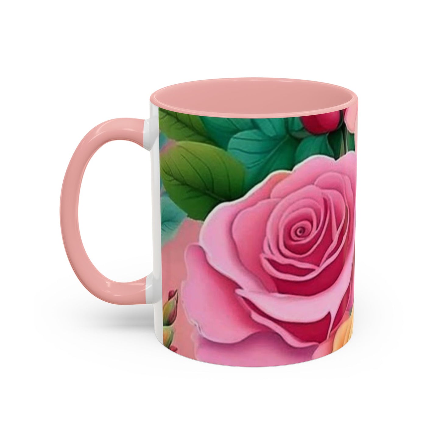 Floral Accent Coffee Mug, Rose Mug, Colorful Drinkware, Gift for Her, Mother's Day Gift, Flower Lover's Cup