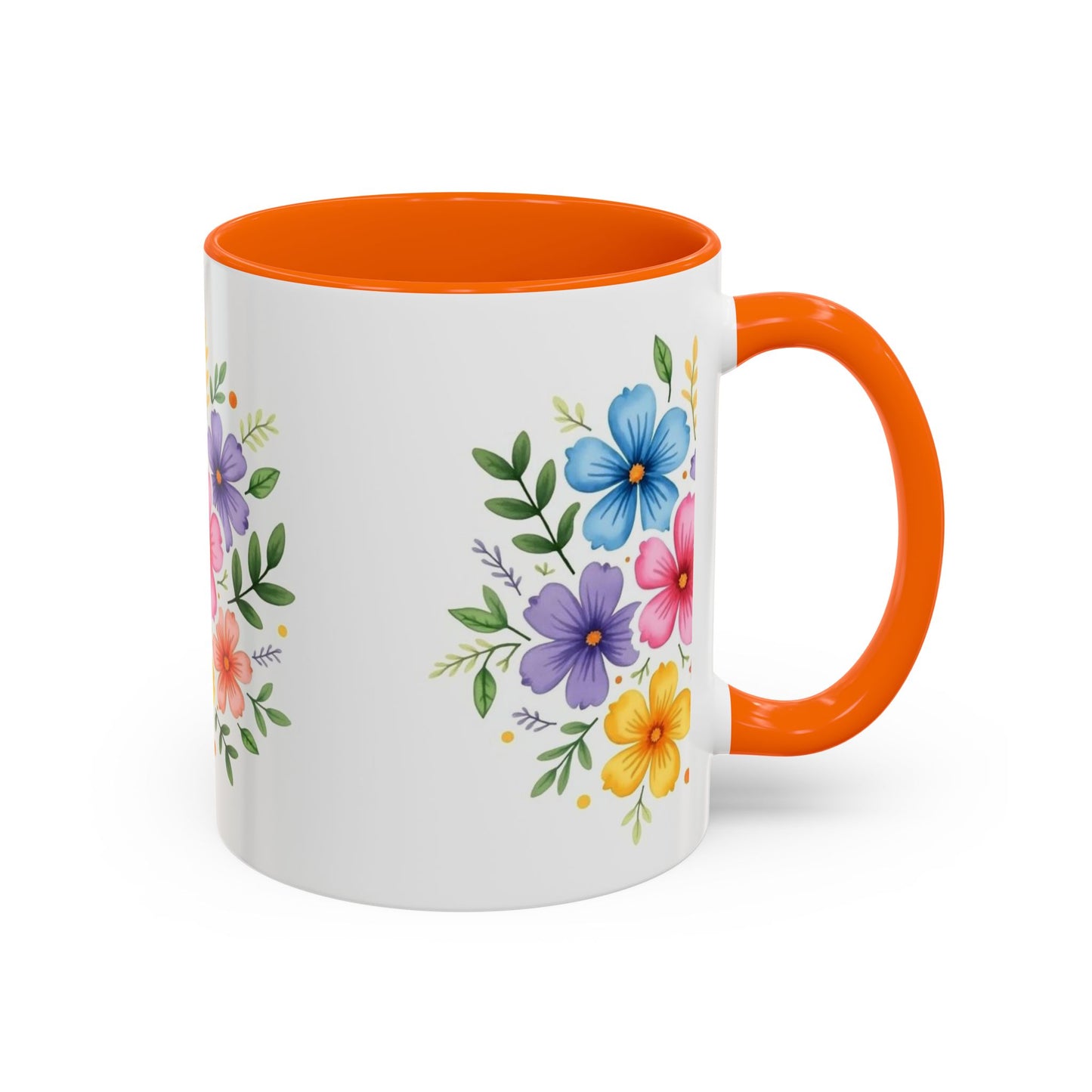 Floral Accent Coffee Mug, Decorative Mug, Gift for Her, Floral Design, Kitchen Decor, Spring Vibes, Hot Beverage Cup