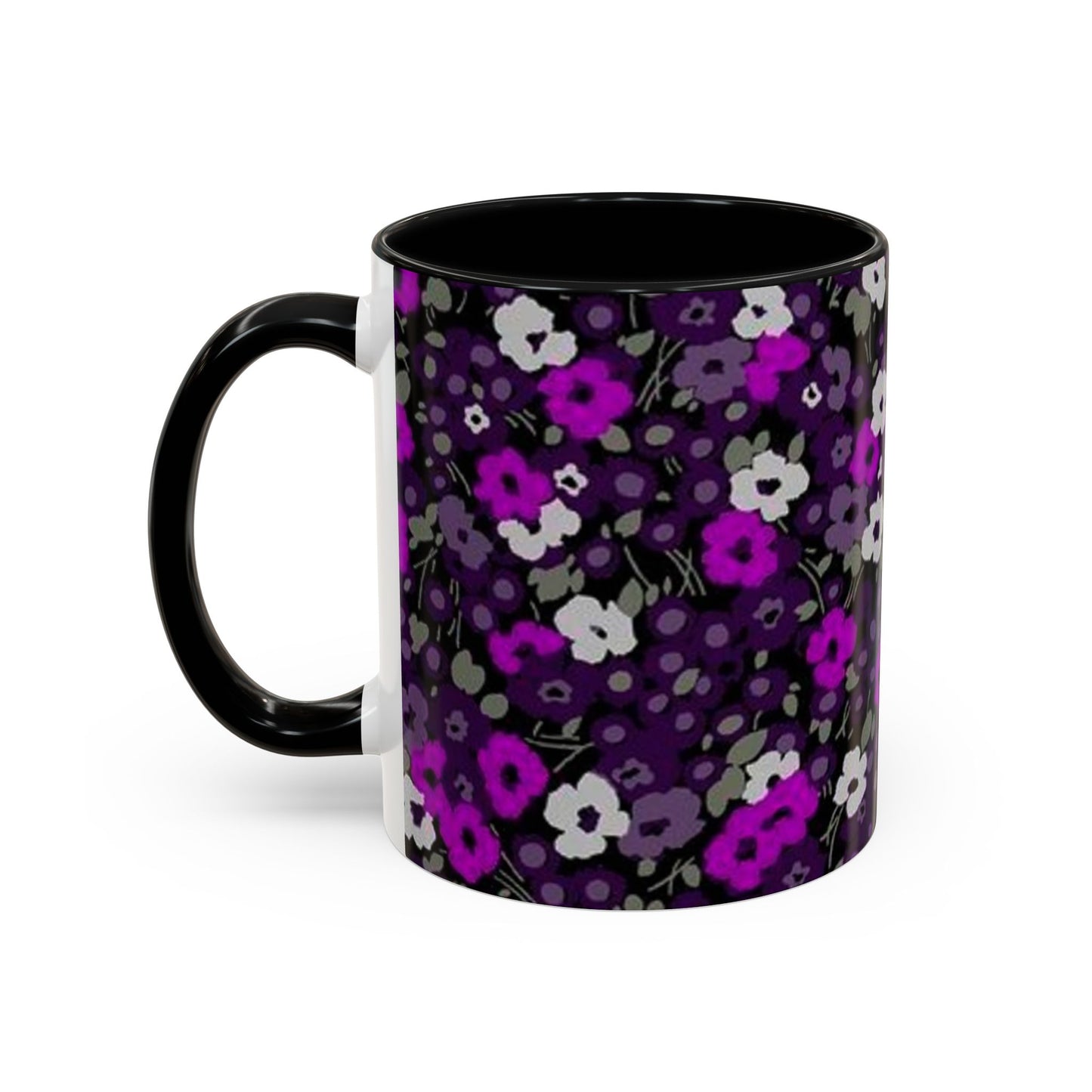 Floral Accent Coffee Mug - Aesthetic Drinkware for Home, Floral Decor, Gift Idea, Coffee Lover's Mug, Stylish Kitchen Accessory