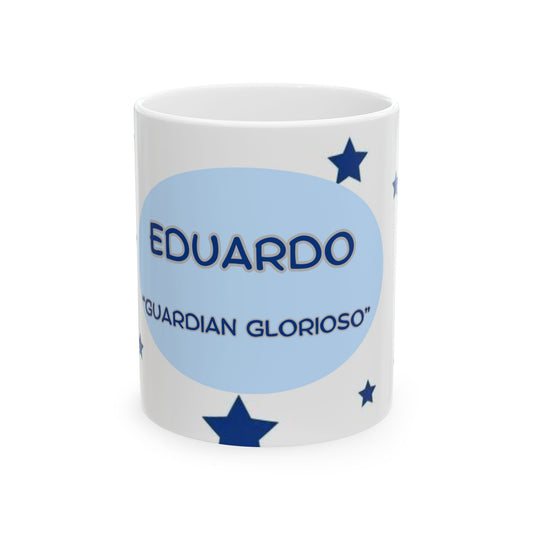 Personalized Starry Ceramic Mug, Custom Name Coffee Cup, Gift for Eduardo, Birthday Mug, Guardian Glorioso, Unique Star Mug