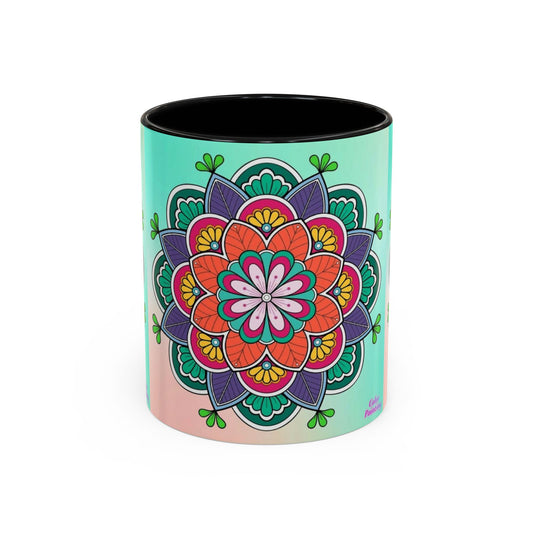 Colorful Mandala Accent Coffee Mug - Perfect Gift for Tea Lovers, Home Decor, Meditation and Relaxation, Boho Style Mug, Vibrant Drinkware