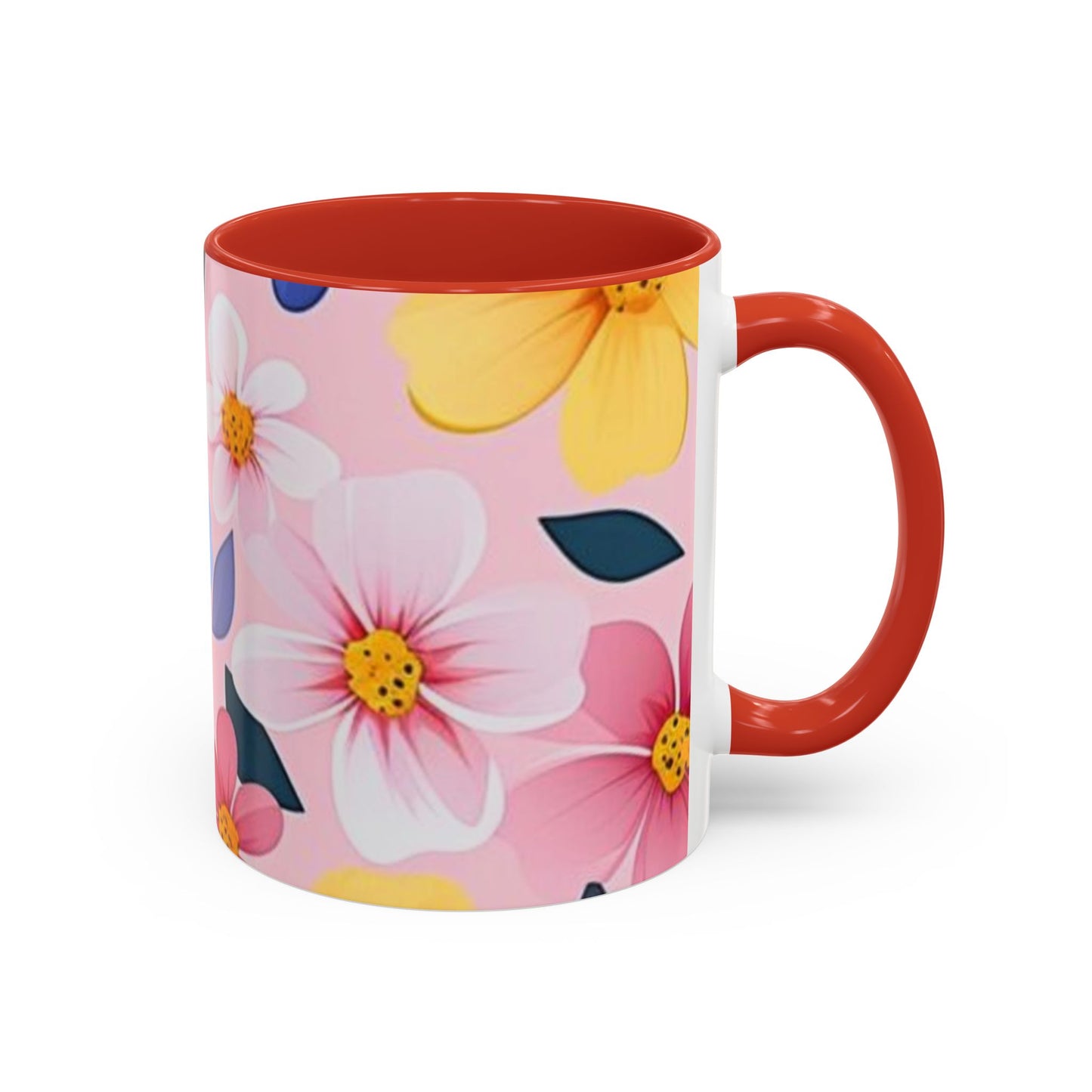 Floral Accent Coffee Mug, Cute Mug Gift, Flower Theme Cup, Spring Decor, Floral Coffee Cup, Tea Lover's Gift