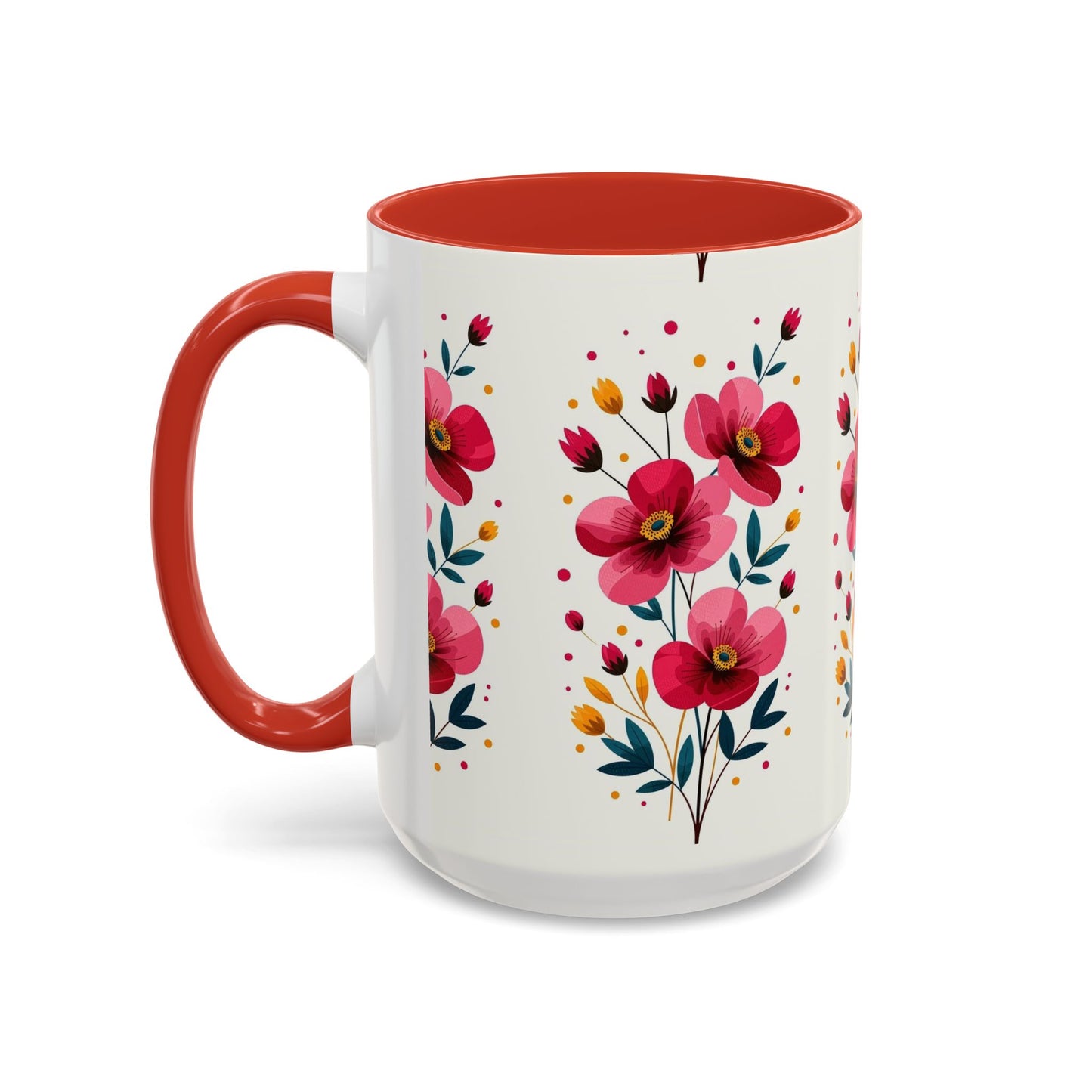 Floral Accent Coffee Mug - Vibrant Flower Print for Home & Gifts, Perfect for Tea Lovers, Mother's Day, Birthdays, Everyday Use