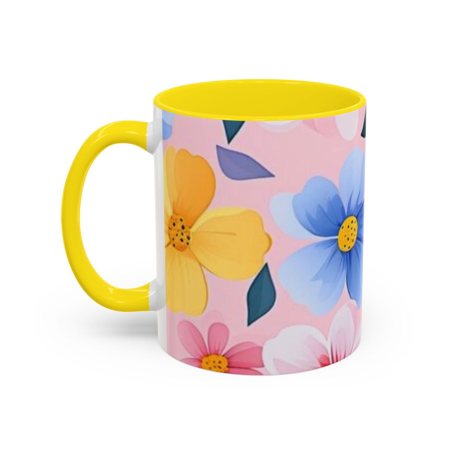 Floral Accent Coffee Mug, Cute Mug Gift, Flower Theme Cup, Spring Decor, Floral Coffee Cup, Tea Lover's Gift